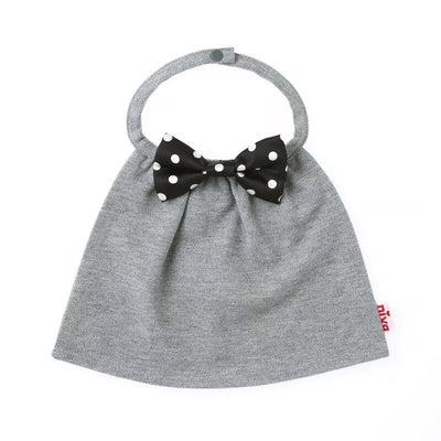 【Niva】黒白ドットのサテン蝶ネクタイ付きスタイ（グレー）／butterfly tie