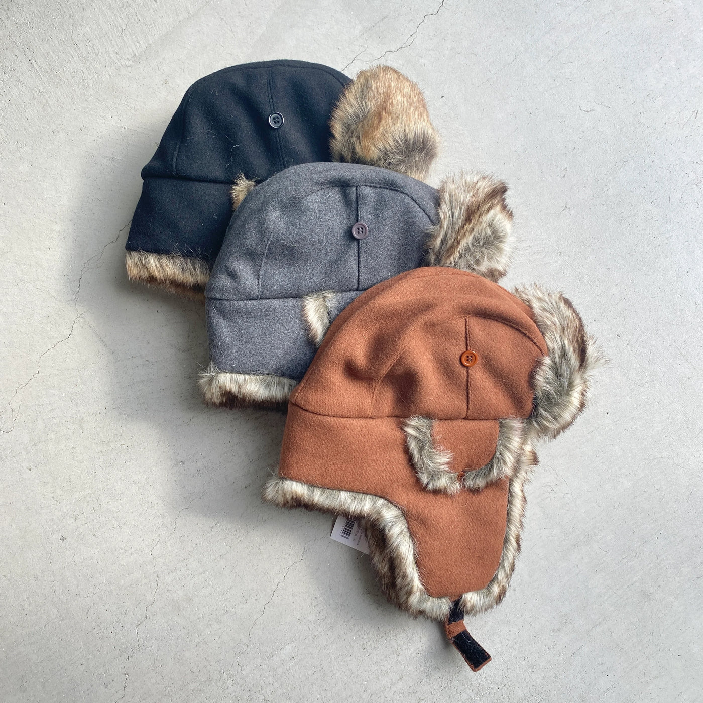 【hamomisi】Melton fur flight cap