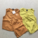 【hamomisi】Linen front button tank(100~150)