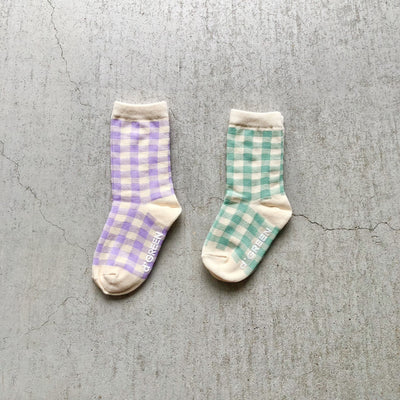 【hamomisi】natural check socks dig