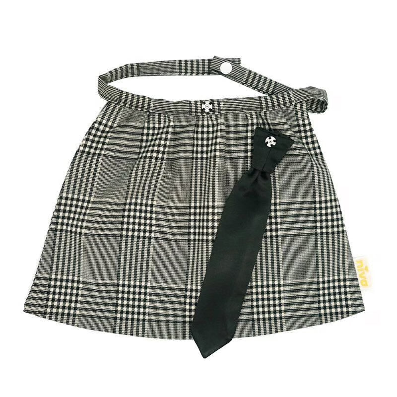 【Niva】グレンチェックボディのシックなネクタイ付きスタイ