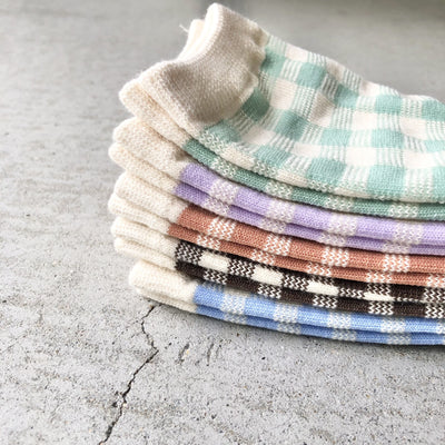 【hamomisi】natural check socks dig