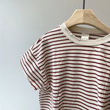 【hamomisi】Roll collar border T-shirt(110.120)
