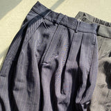 【ハモミシノオトナフク】Pinstripe tuck wide pants