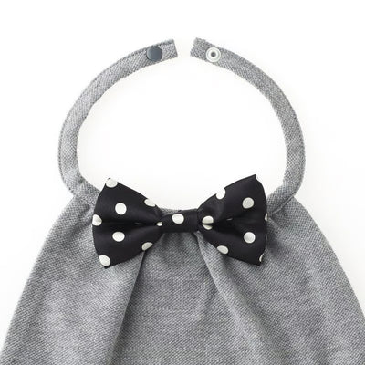 【Niva】黒白ドットのサテン蝶ネクタイ付きスタイ（グレー）／butterfly tie