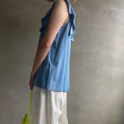 【ハモミシノオトナフク】Frill yoke north blouse