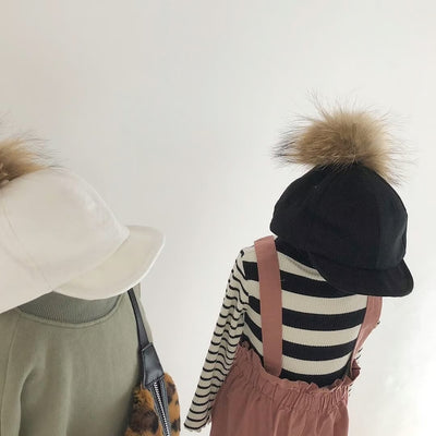 【hamomisi】beret bo taro fur cap(52~59cm)