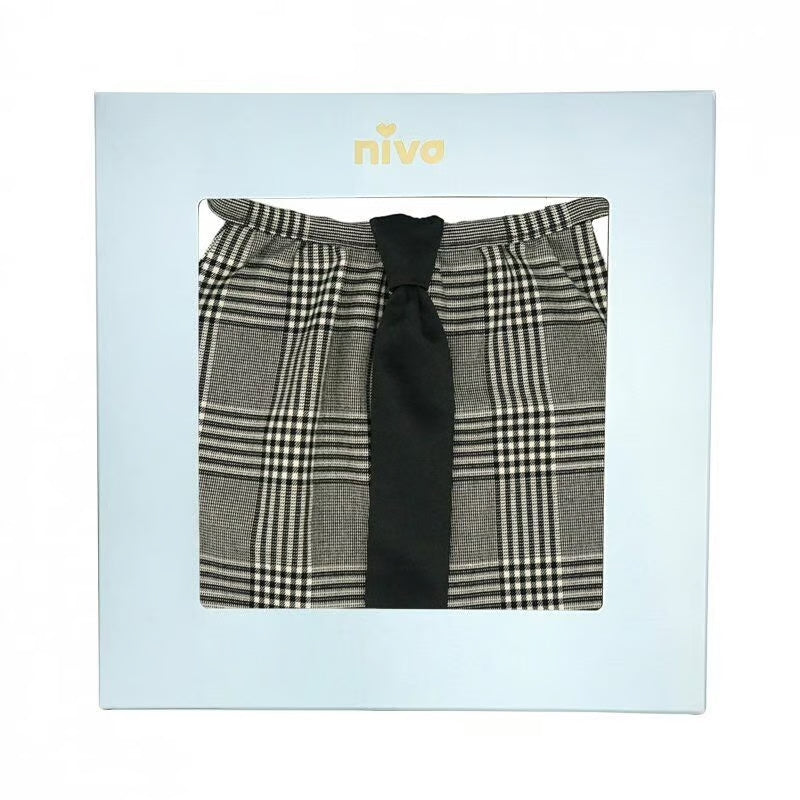【Niva】グレンチェックボディのシックなネクタイ付きスタイ