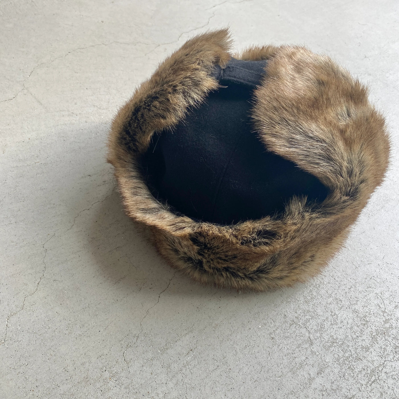 【hamomisi】Melton fur flight cap