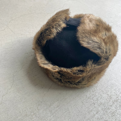 【hamomisi】Melton fur flight cap