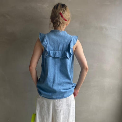 【ハモミシノオトナフク】Frill yoke north blouse