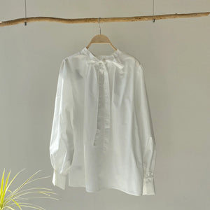 【ハモミシノオトナフク】2WAY Volume Sleeve Slim Bowtie Blouse