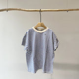 【hamomisi】Roll collar border T-shirt(110.120)