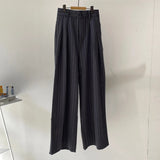 【ハモミシノオトナフク】Pinstripe tuck wide pants
