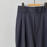 【ハモミシノオトナフク】Pinstripe tuck wide pants