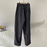 【ハモミシノオトナフク】Pinstripe tuck wide pants