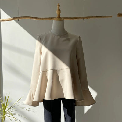 【ハモミシノオトナフク】Flare line blouse