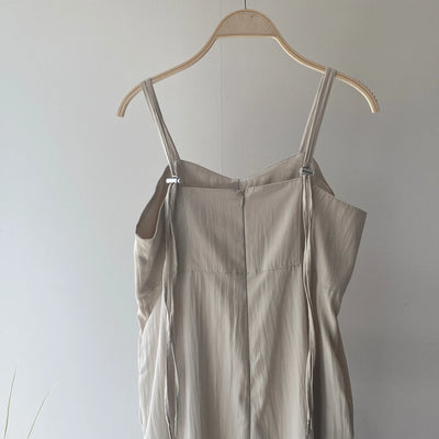 【ハモミシノオトナフク】Linen-like bustier-style salopette