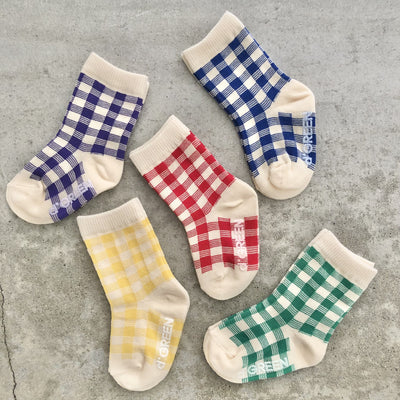 【hamomisi】vivid check socks dig