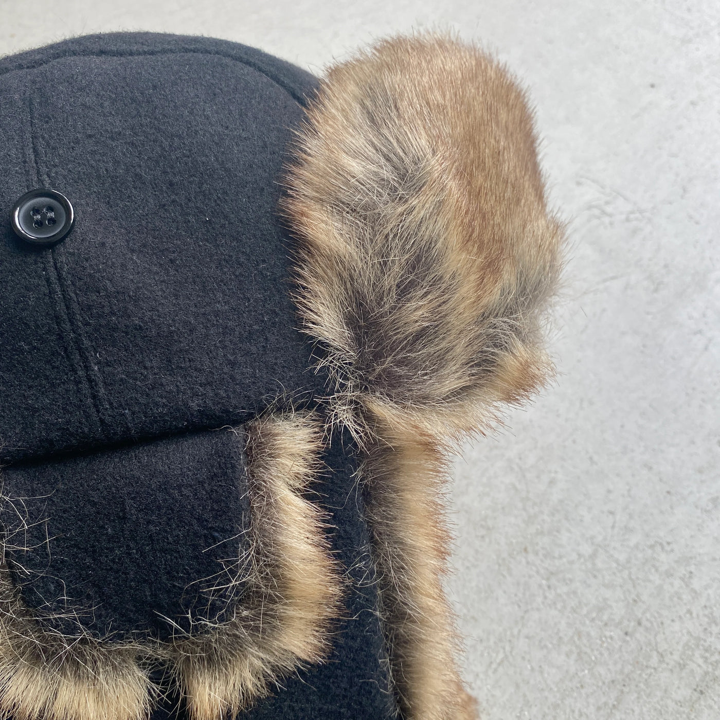 【hamomisi】Melton fur flight cap