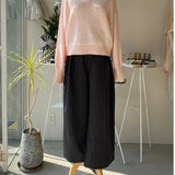 【ハモミシノオトナフク】Pinstripe tuck wide pants