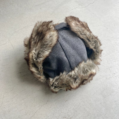 【hamomisi】Melton fur flight cap