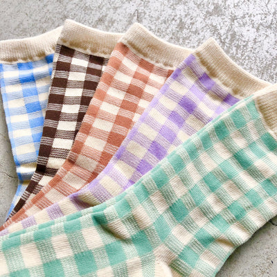 【hamomisi】natural check socks dig