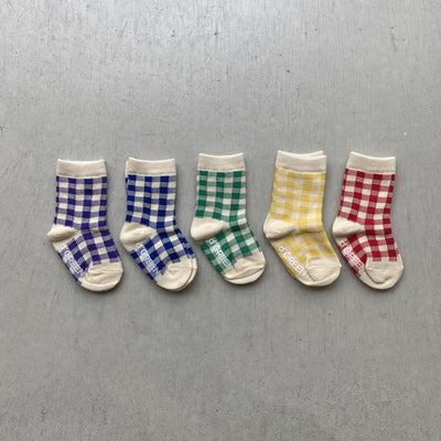 【hamomisi】vivid check socks dig