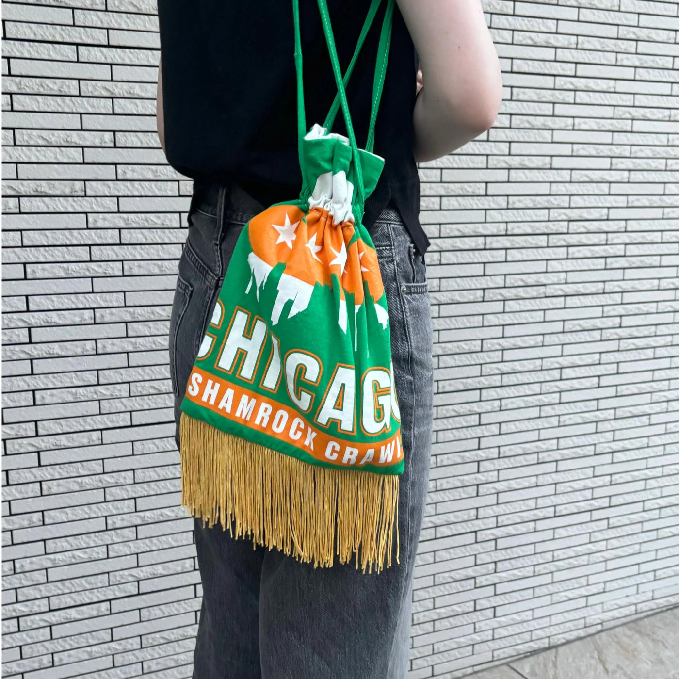 【hamomisi】Remake fringe drawstring bag