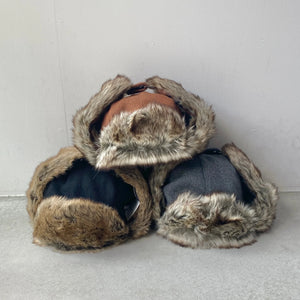 【hamomisi】Melton fur flight cap