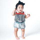 【Niva】丸襟ストライプのバルーンスタイ／Stripe Bib