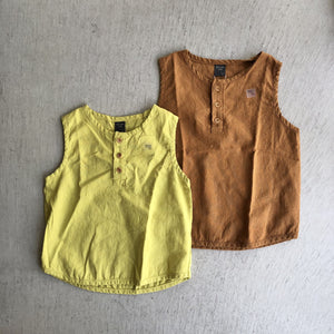 【hamomisi】Linen front button tank(100~150)