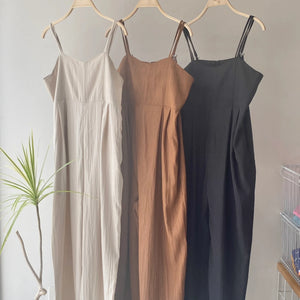 【ハモミシノオトナフク】Linen-like bustier-style salopette