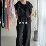 【ハモミシノオトナフク】Summer Tweed Ruffle All-in-One